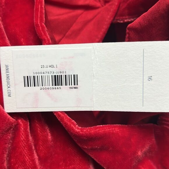 Janie and Jack 100047573 Girls Red Holiday The Velvet Party Dress size 16 NWT - Picture 4 of 8